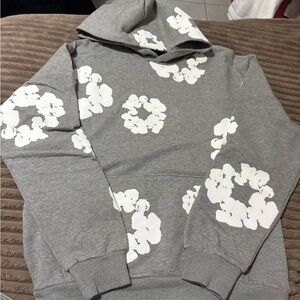 Grey and white Denim tears hoodie